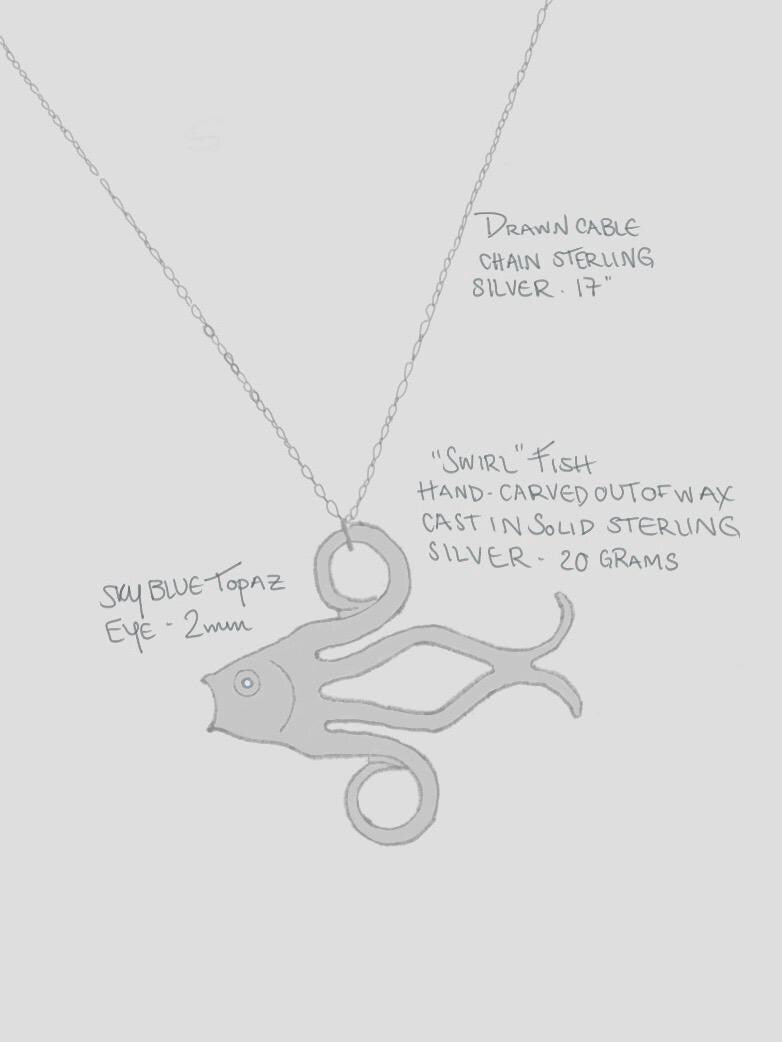 Swirl Fish Pendant Necklace