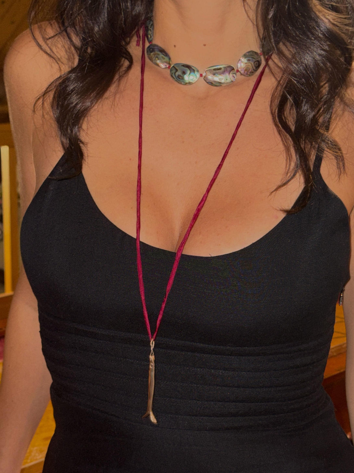 Sardine Pendant Silk Cord Necklace