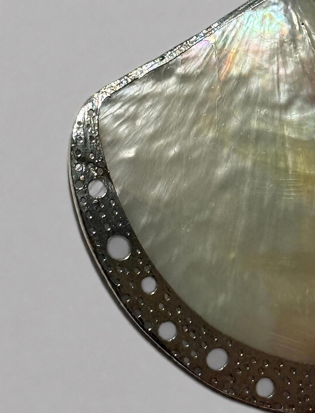 Silver-Framed Mother of Pearl Shell Pendant Necklace