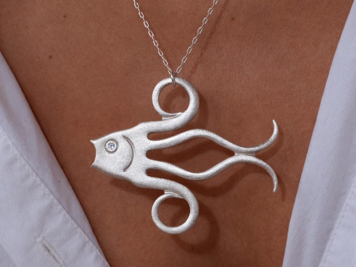 Swirl Fish Pendant Necklace