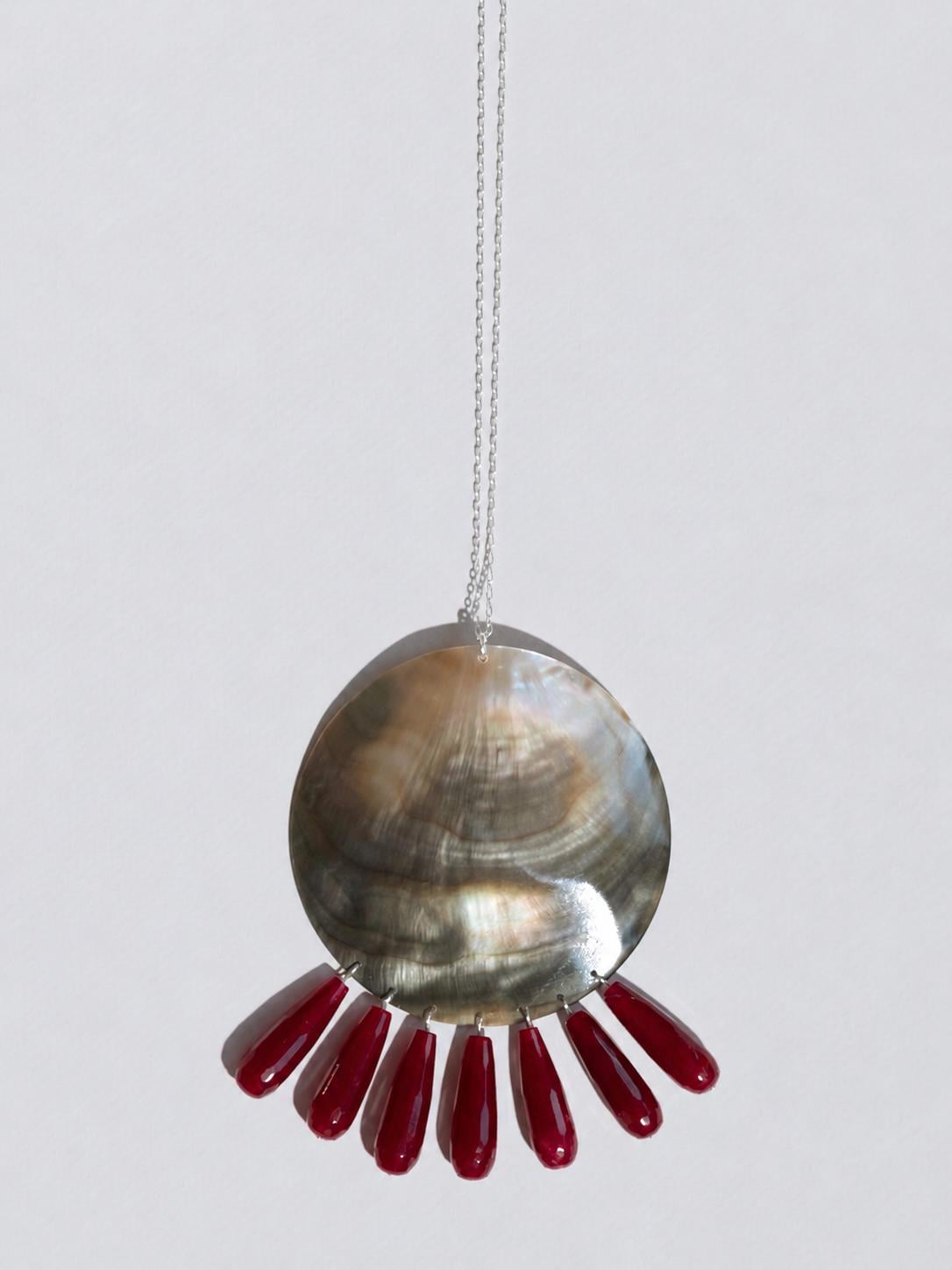 Black Tahitian Mother of Pearl Jade Tassel Necklace