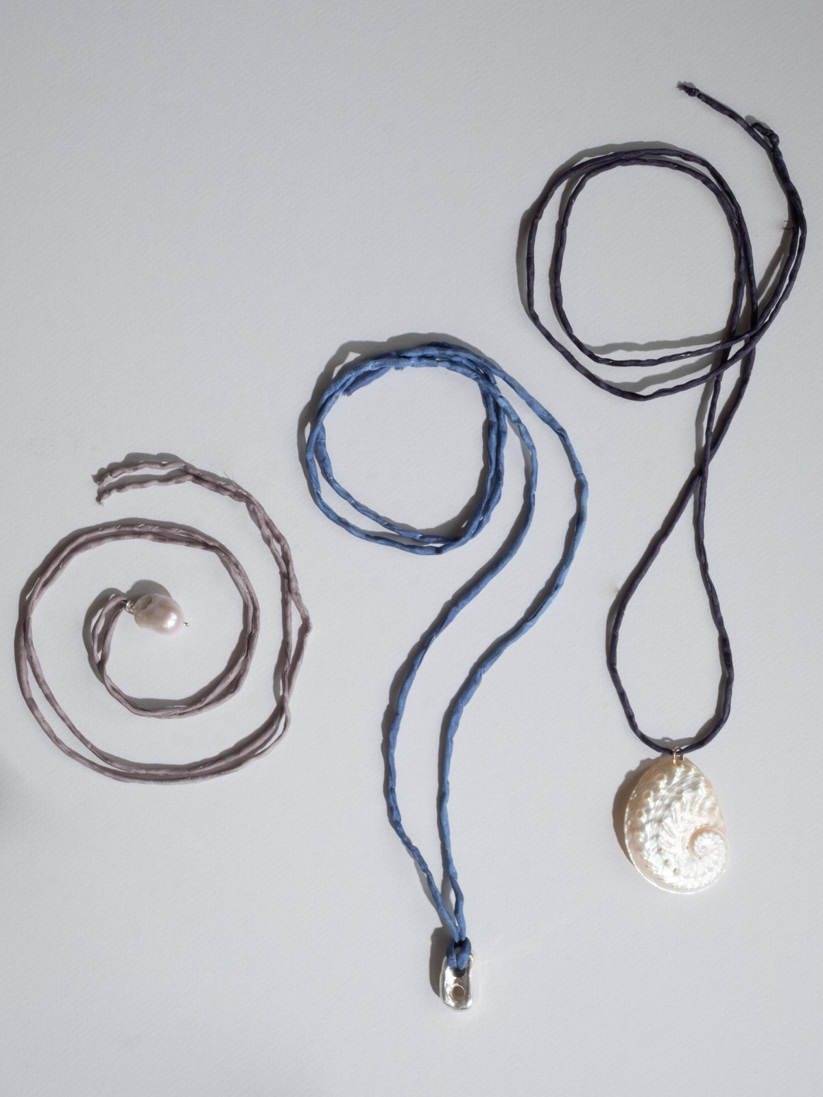 Puffy Mariner Pendant Silk Cord Necklace