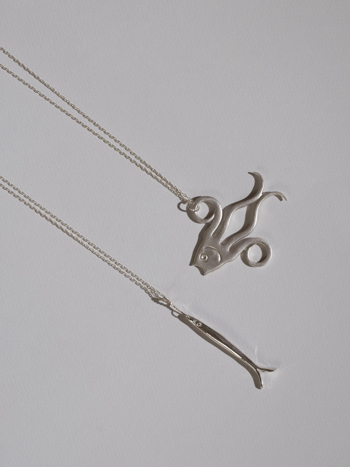 Sardine Pendant Drawn Cable Chain Necklace