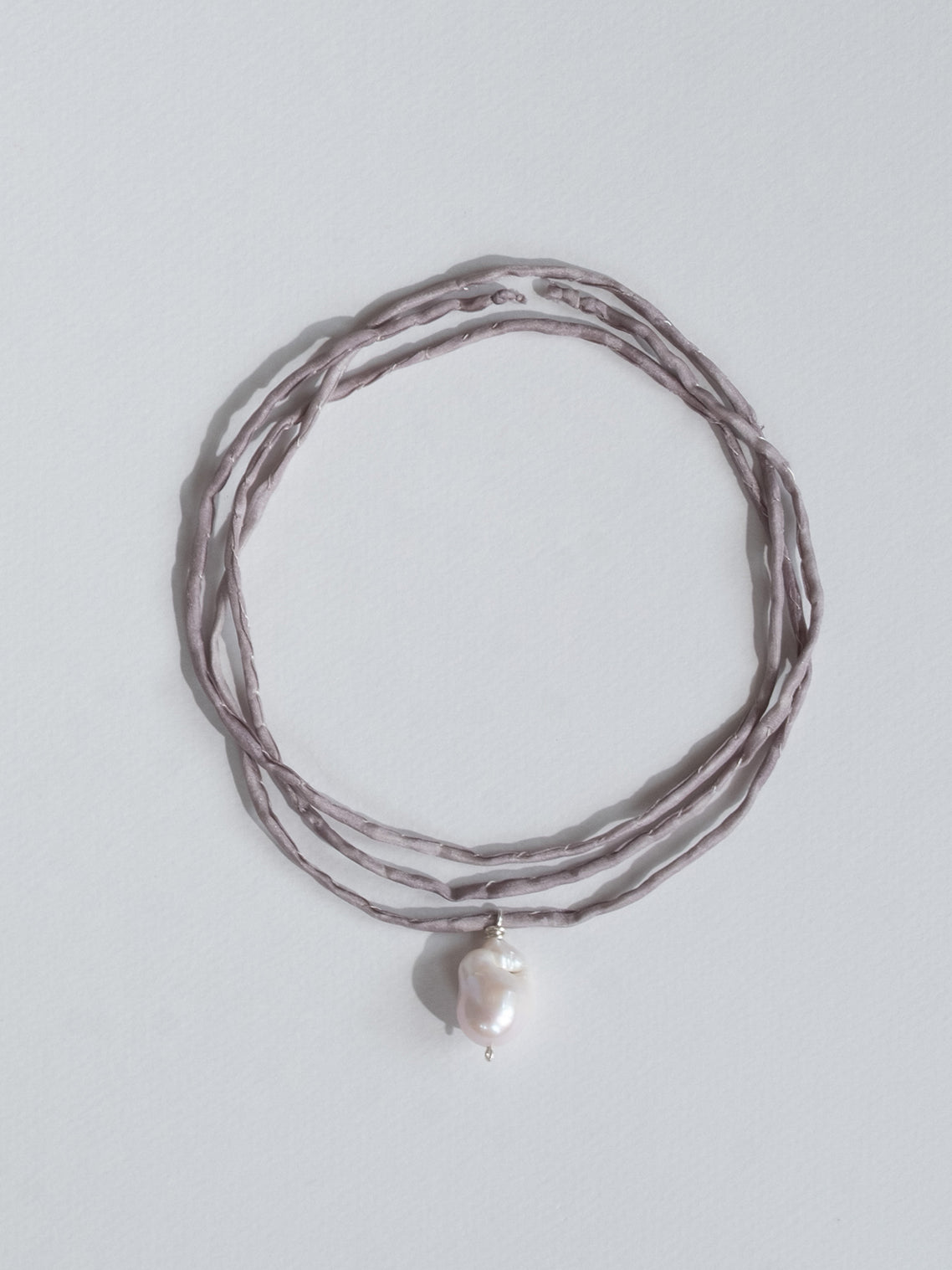 Japanese Baroque Pearl Silk Cord Necklace