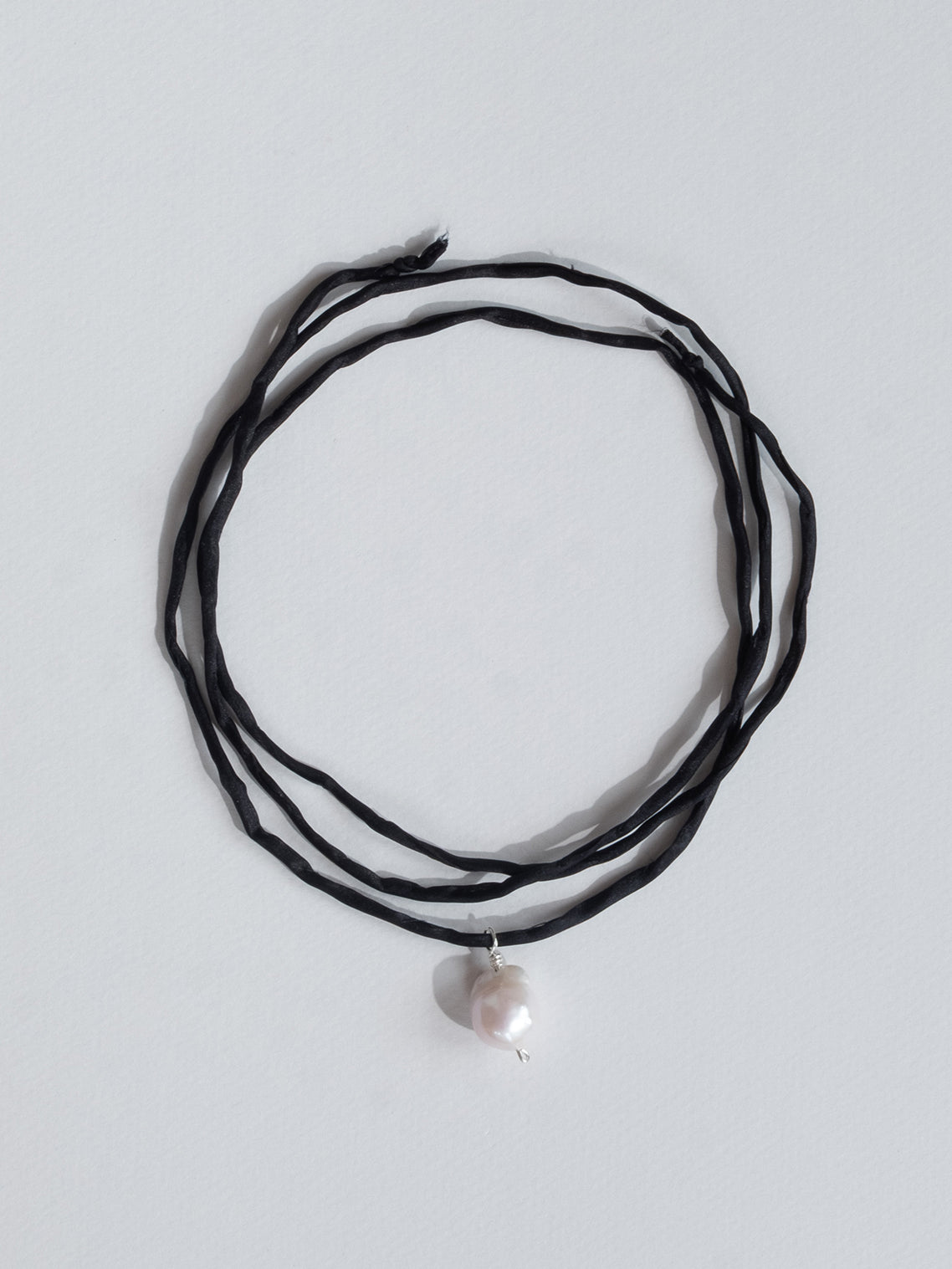 Japanese Baroque Pearl Silk Cord Necklace