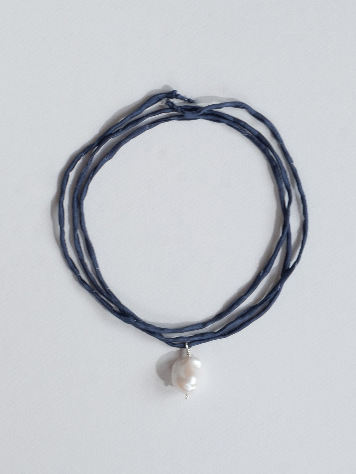 Japanese Baroque Pearl Silk Cord Necklace