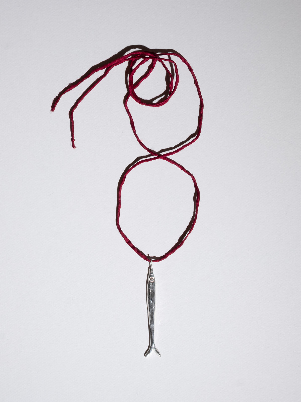 Sardine Pendant Silk Cord Necklace