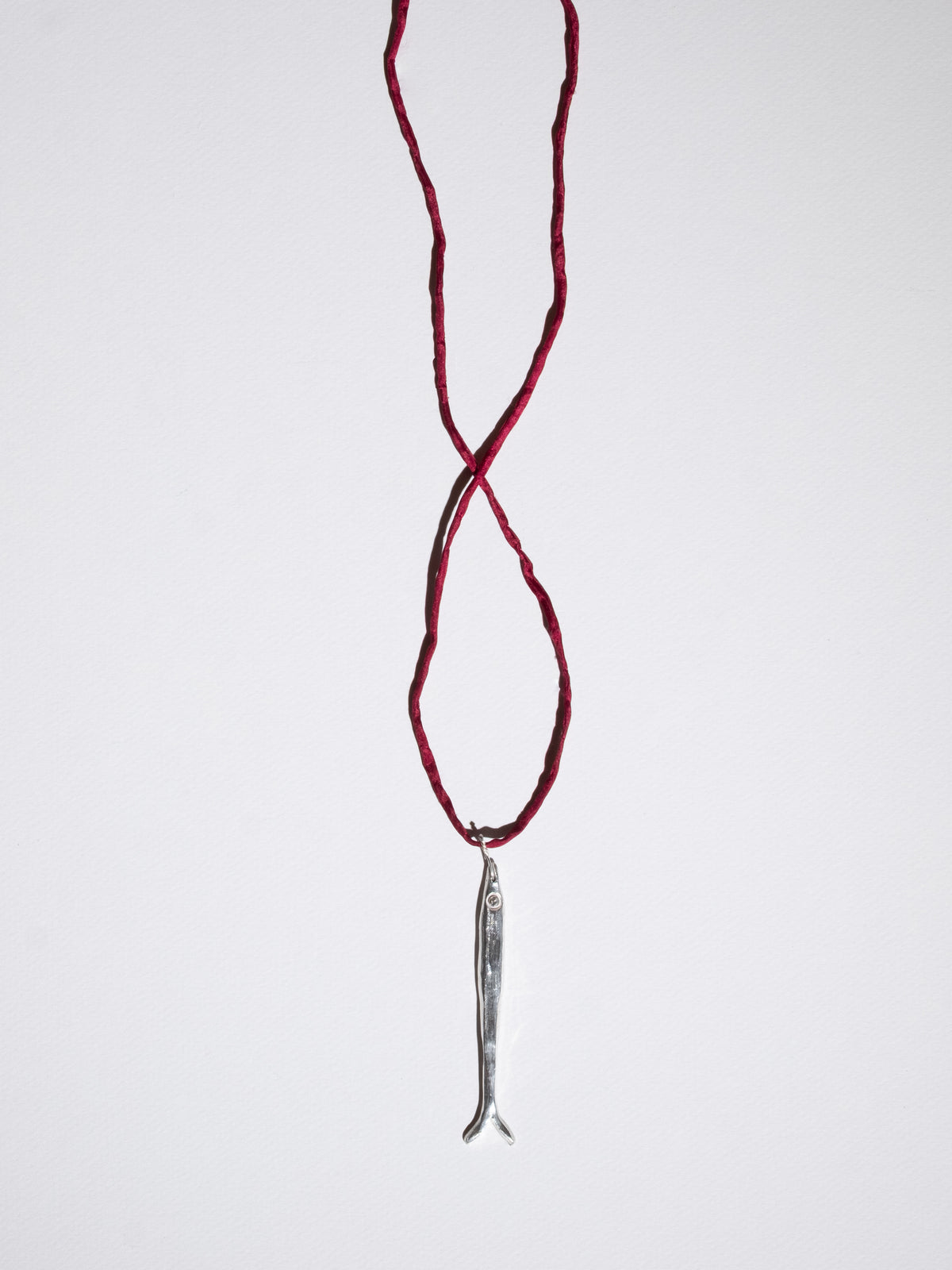 Sardine Pendant Silk Cord Necklace