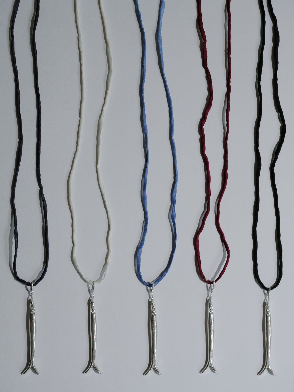 Sardine Pendant Silk Cord Necklace