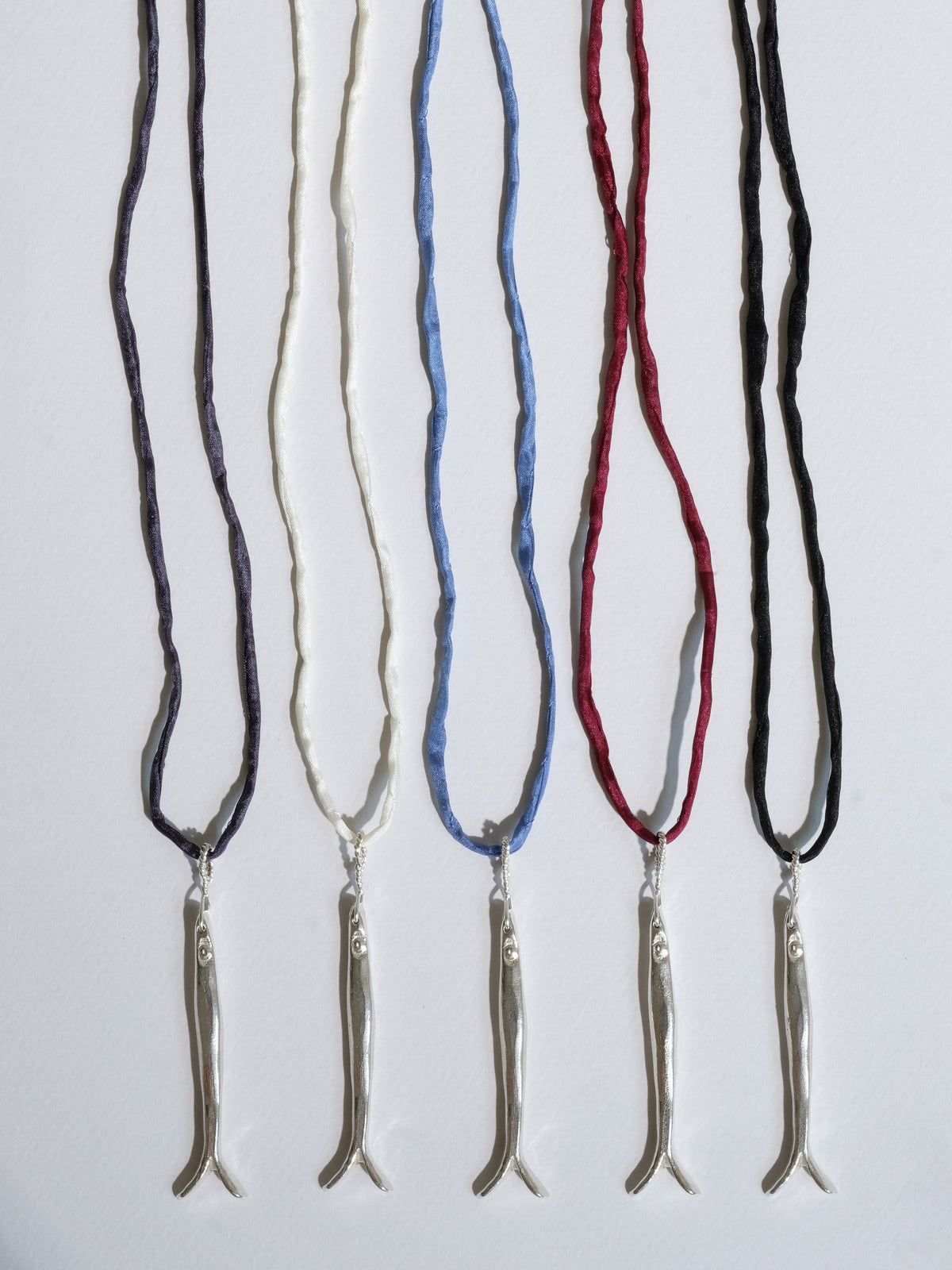 Sardine Pendant Silk Cord Necklace