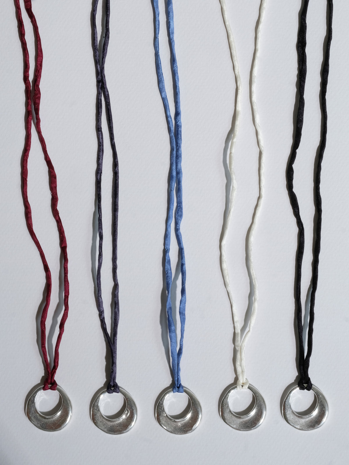Open Circle Pendant Silk Cord Necklace