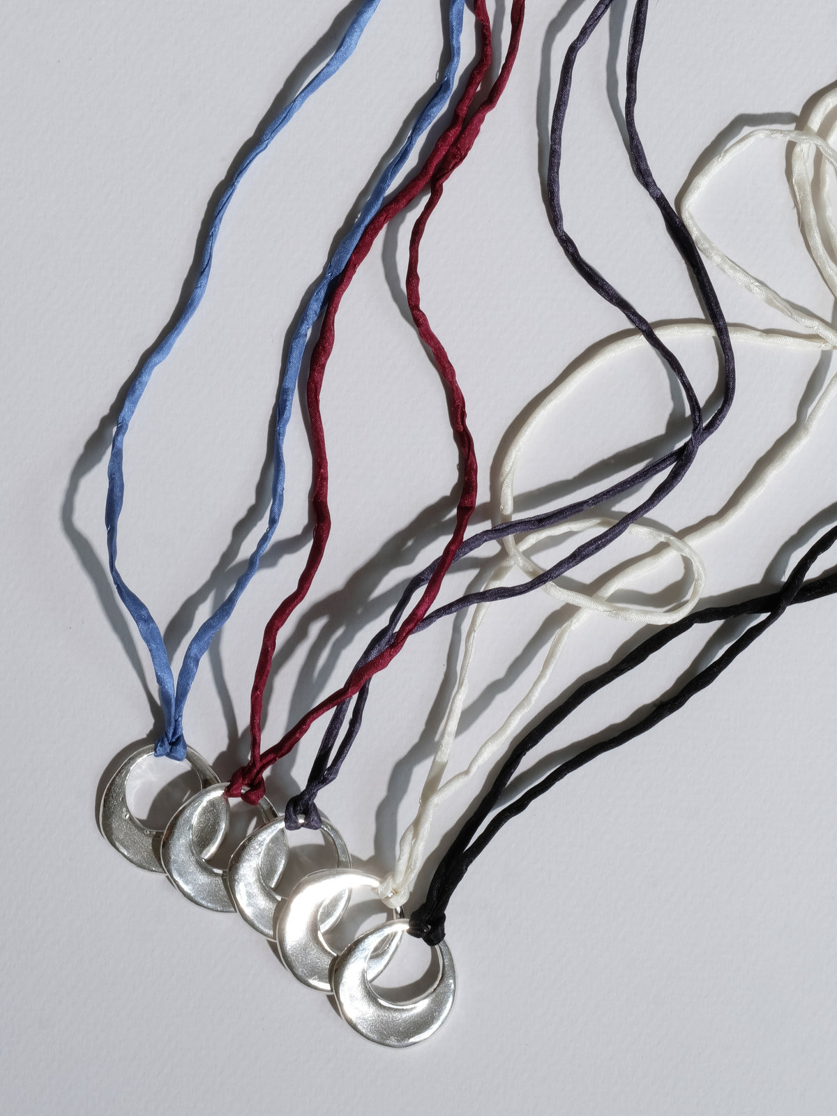 Open Circle Pendant Silk Cord Necklace