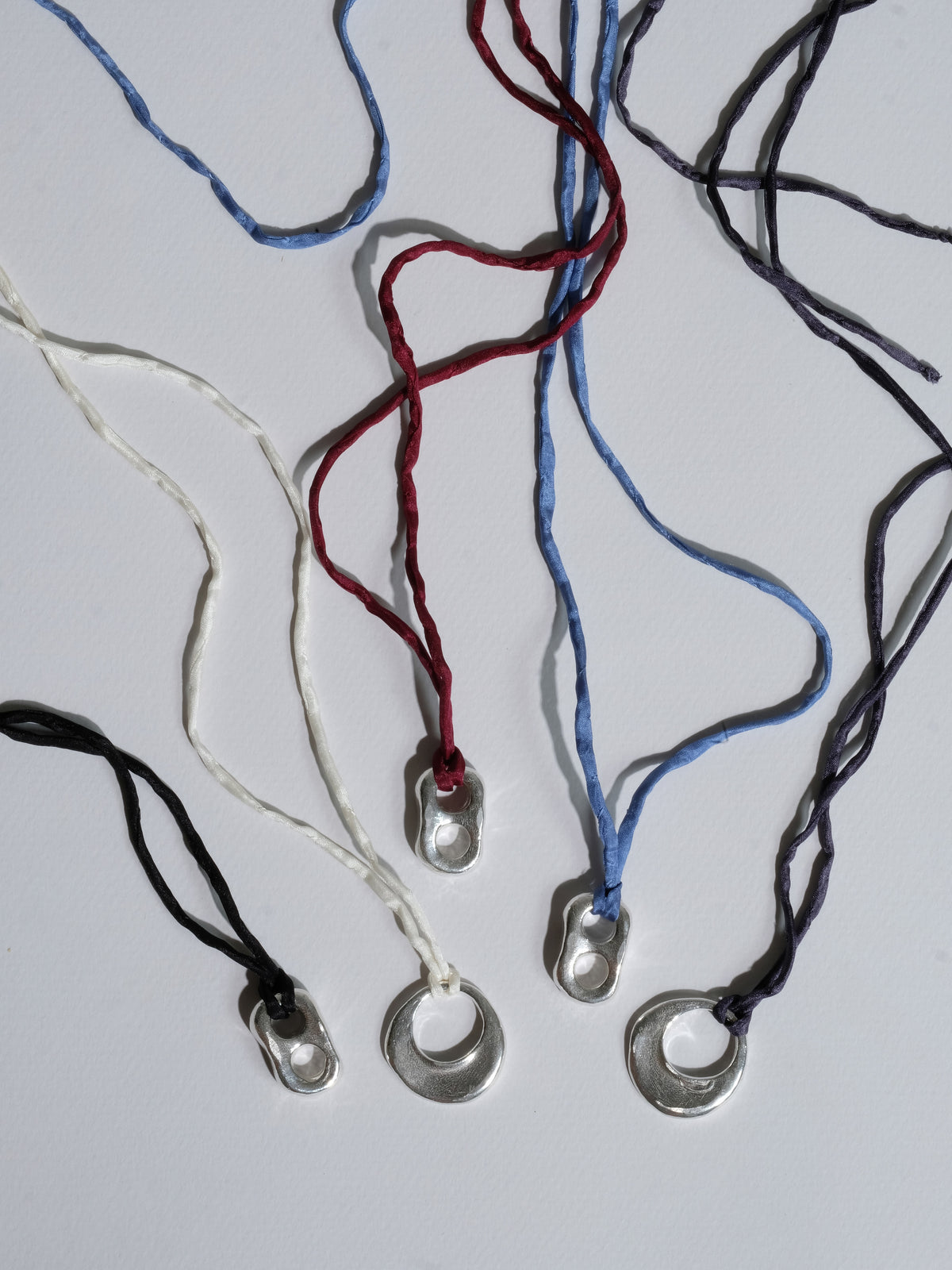 Open Circle Pendant Silk Cord Necklace