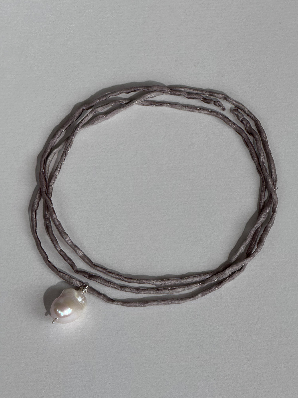 Japanese Baroque Pearl Silk Cord Necklace
