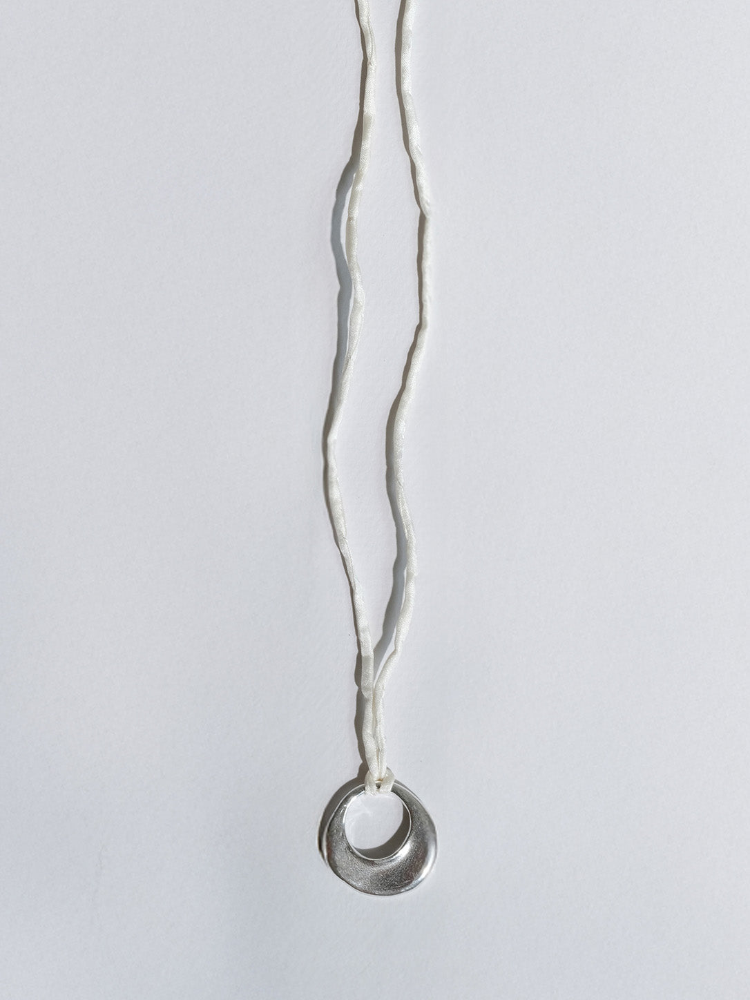 Open Circle Pendant Silk Cord Necklace