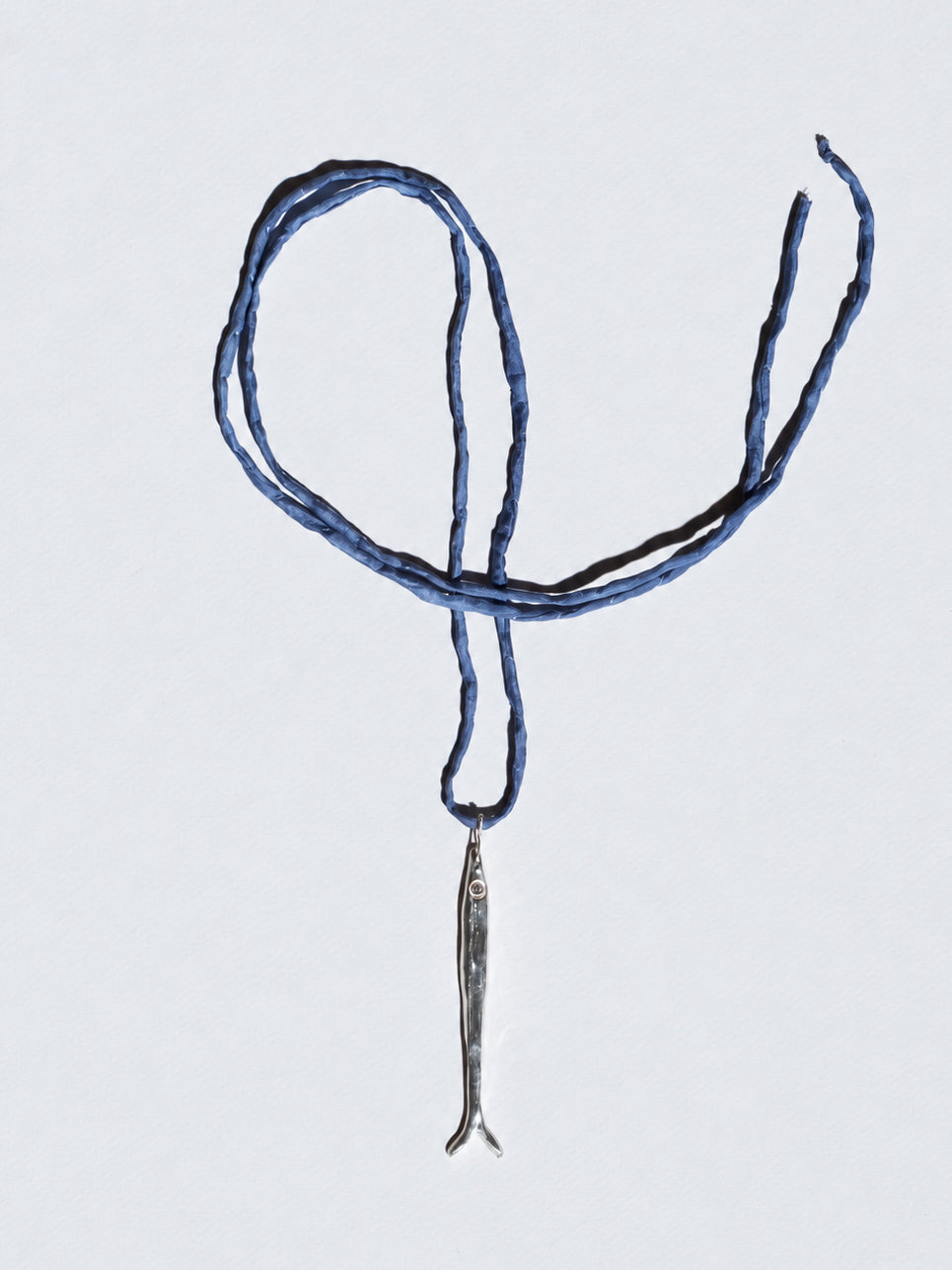 Sardine Pendant Silk Cord Necklace