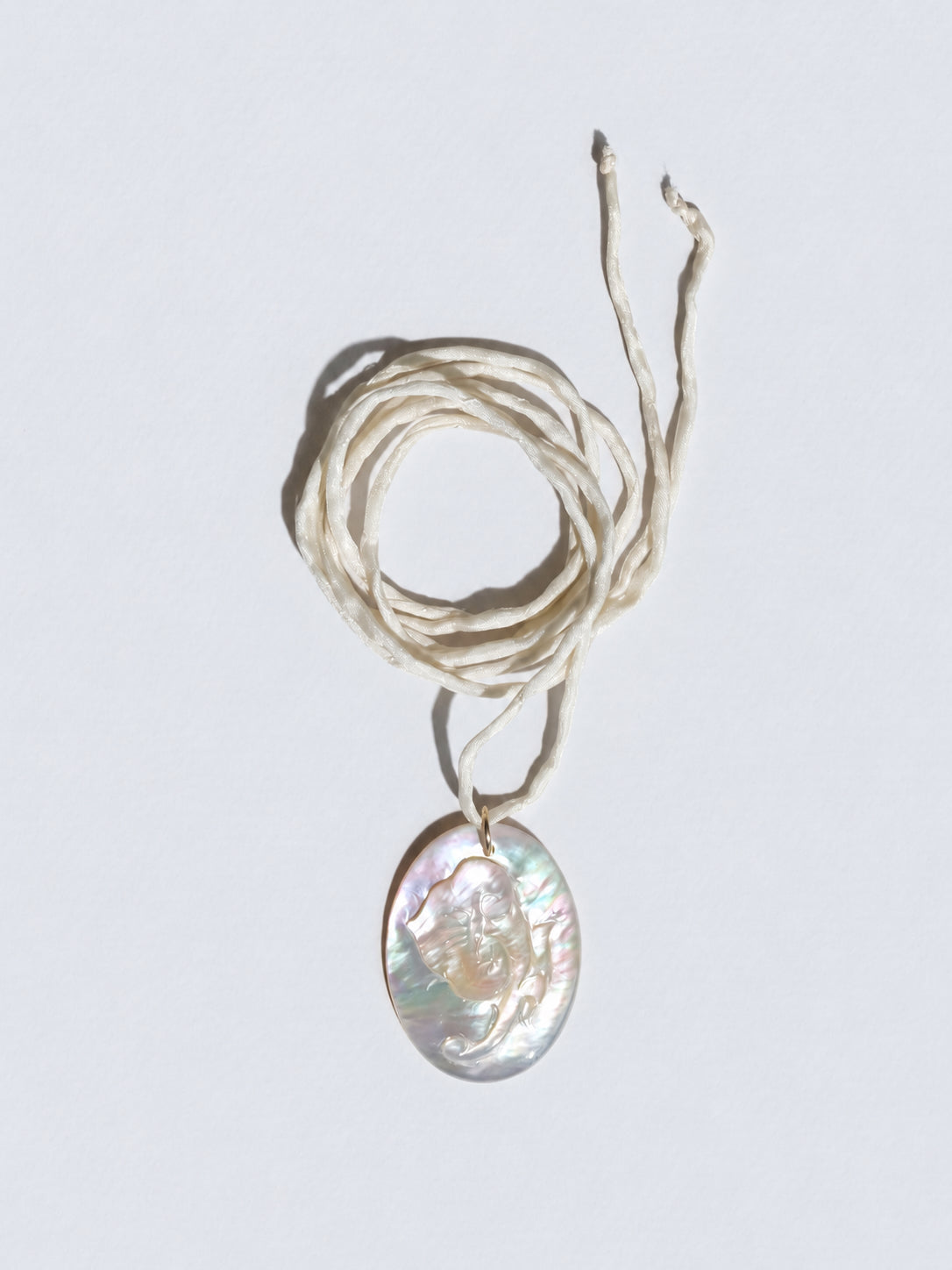 Mother of Pearl Flower Pendant Silk Cord Necklace