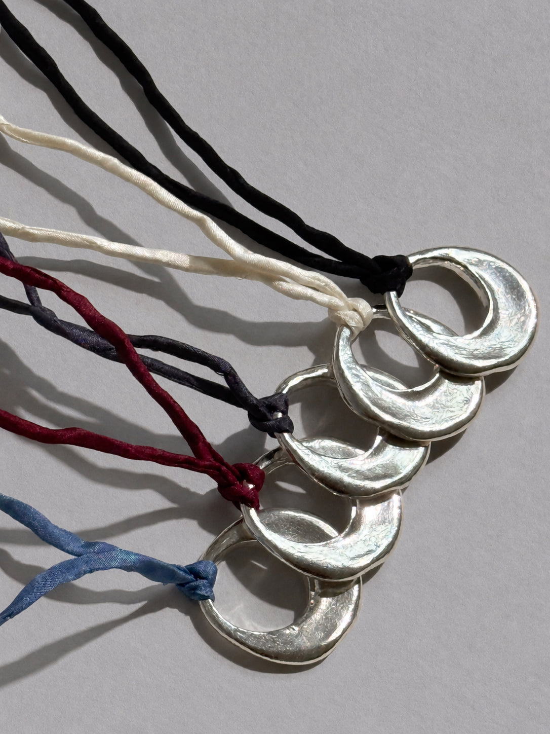 Open Circle Pendant Silk Cord Necklace