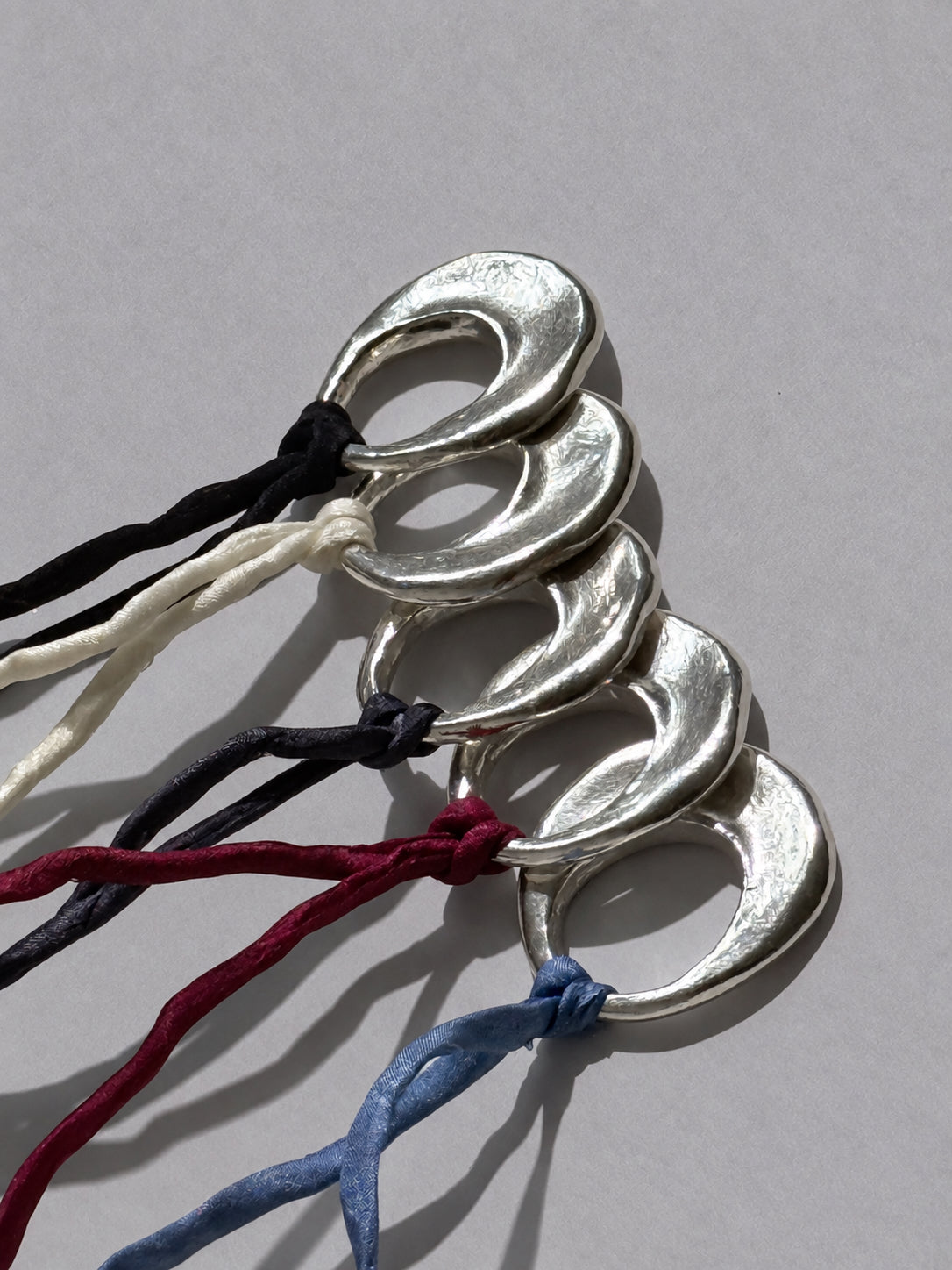Open Circle Pendant Silk Cord Necklace