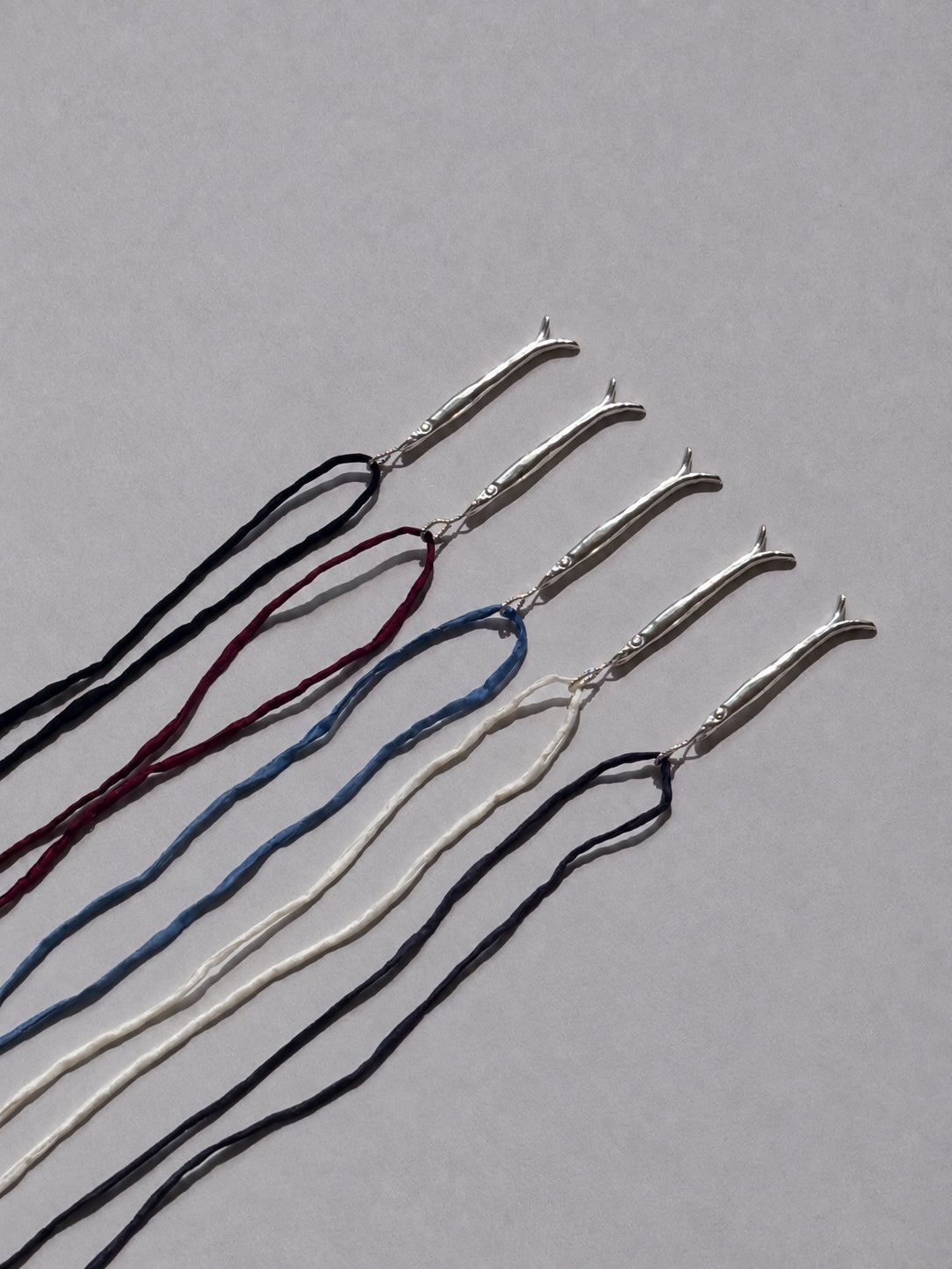 Sardine Pendant Silk Cord Necklace