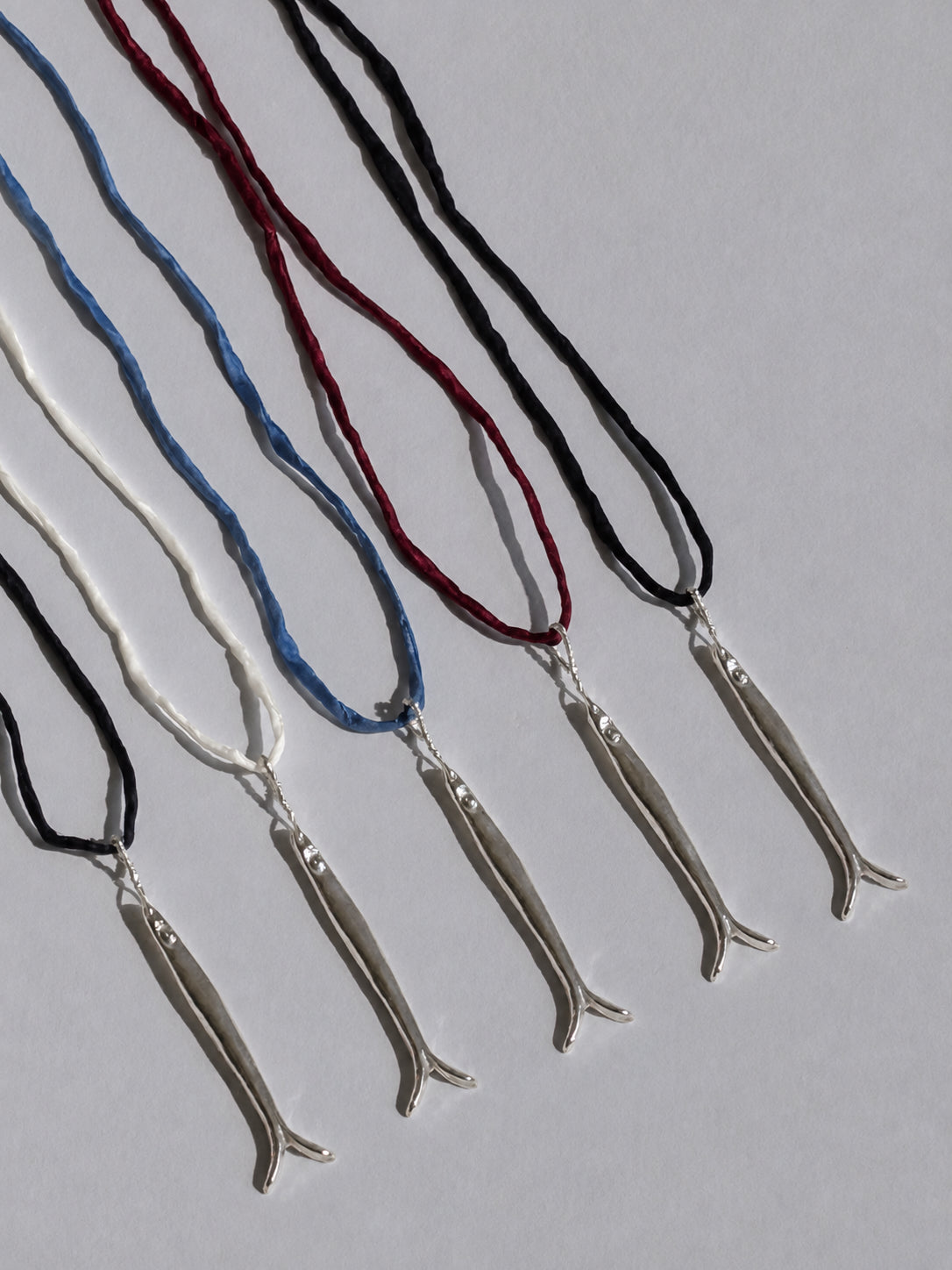 Sardine Pendant Silk Cord Necklace