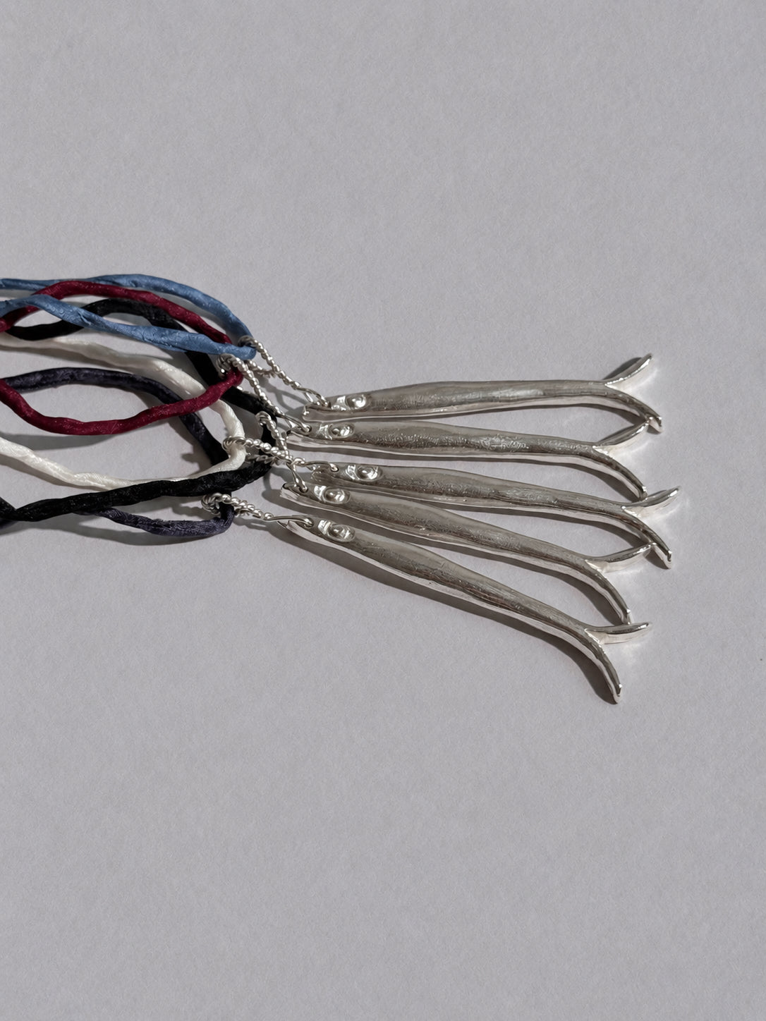 Sardine Pendant Silk Cord Necklace
