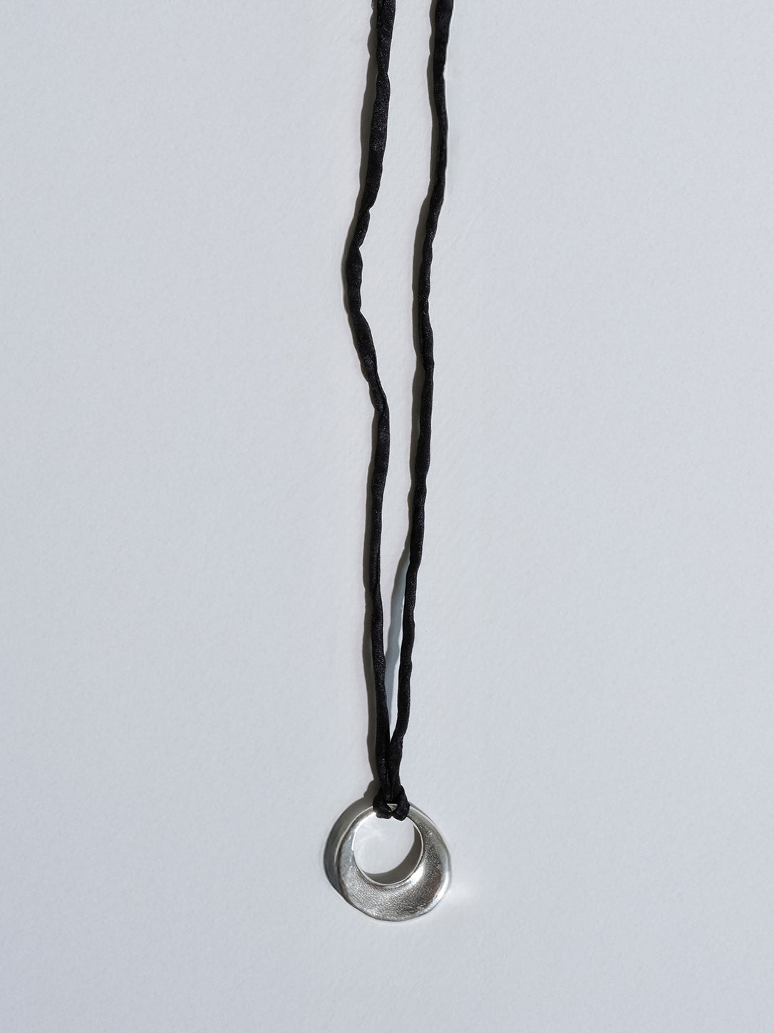 Open Circle Pendant Silk Cord Necklace