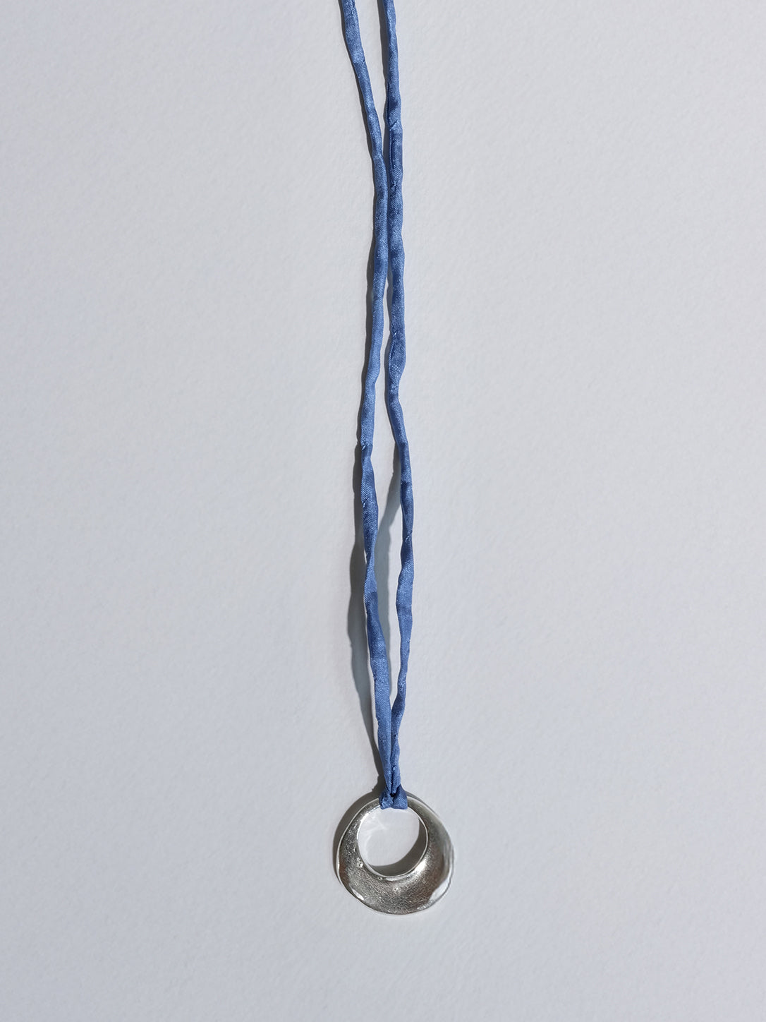 Open Circle Pendant Silk Cord Necklace