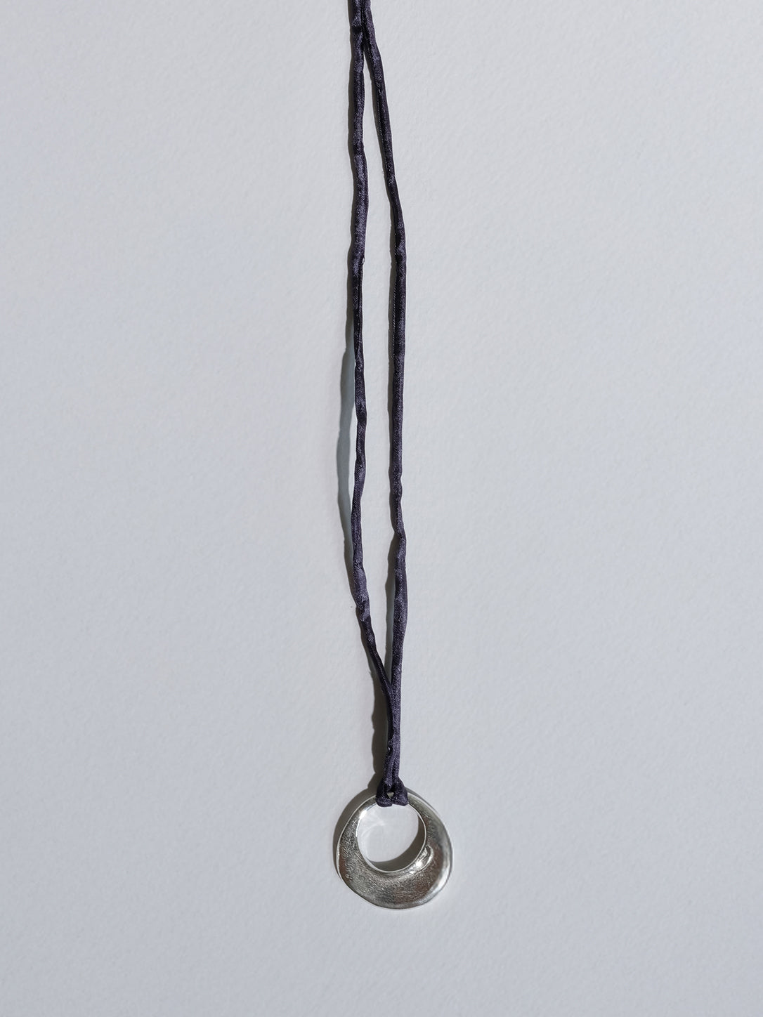 Open Circle Pendant Silk Cord Necklace