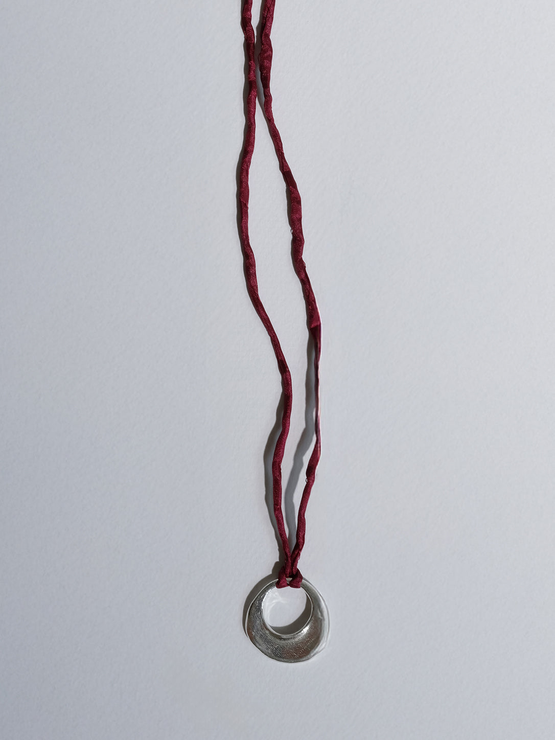 Open Circle Pendant Silk Cord Necklace