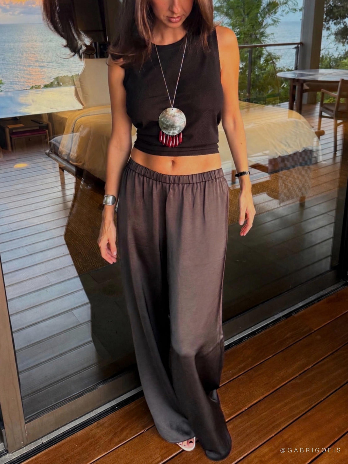 Black Tahitian Mother of Pearl Jade Tassel Necklace