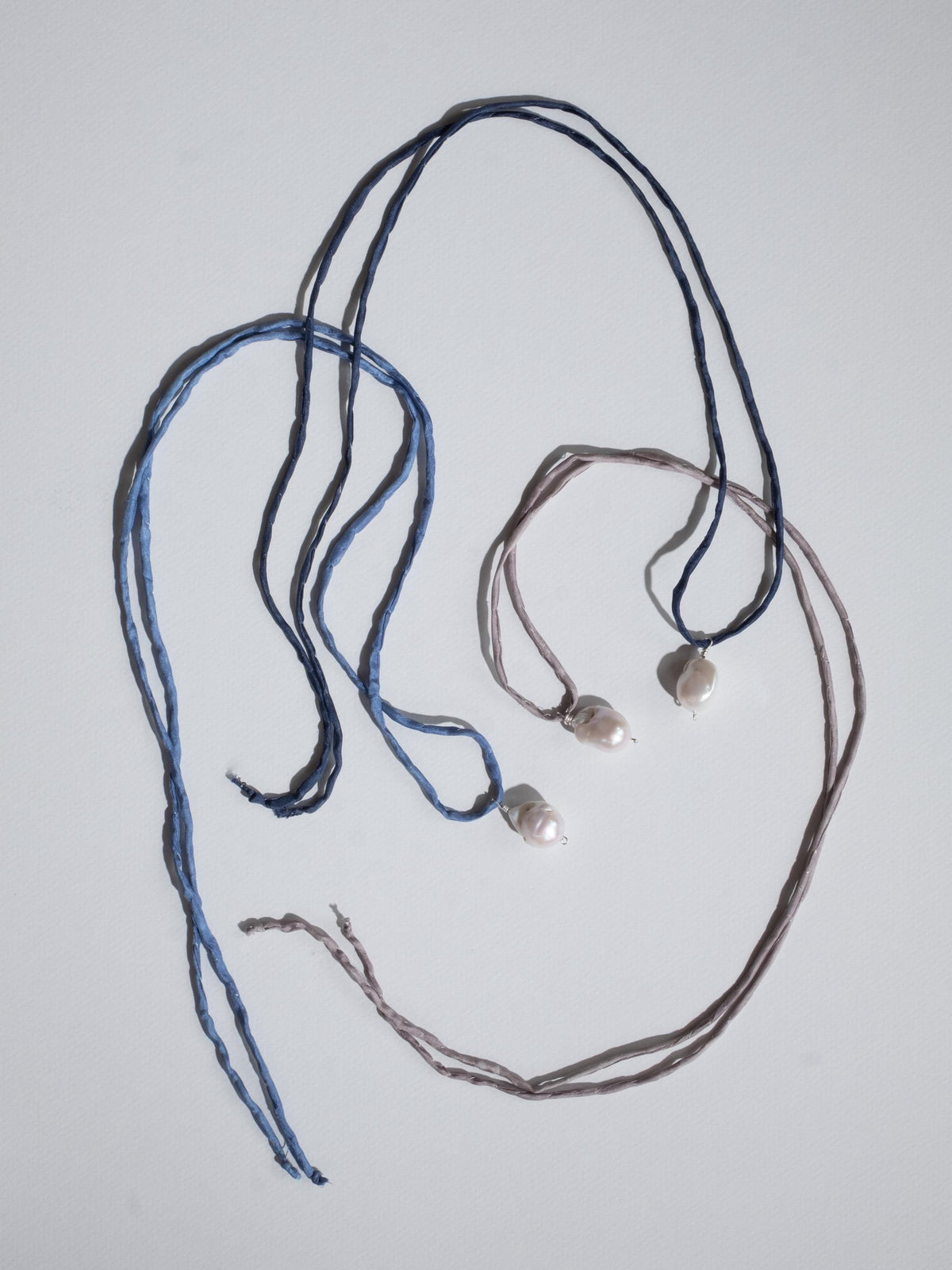 Japanese Baroque Pearl Silk Cord Necklace