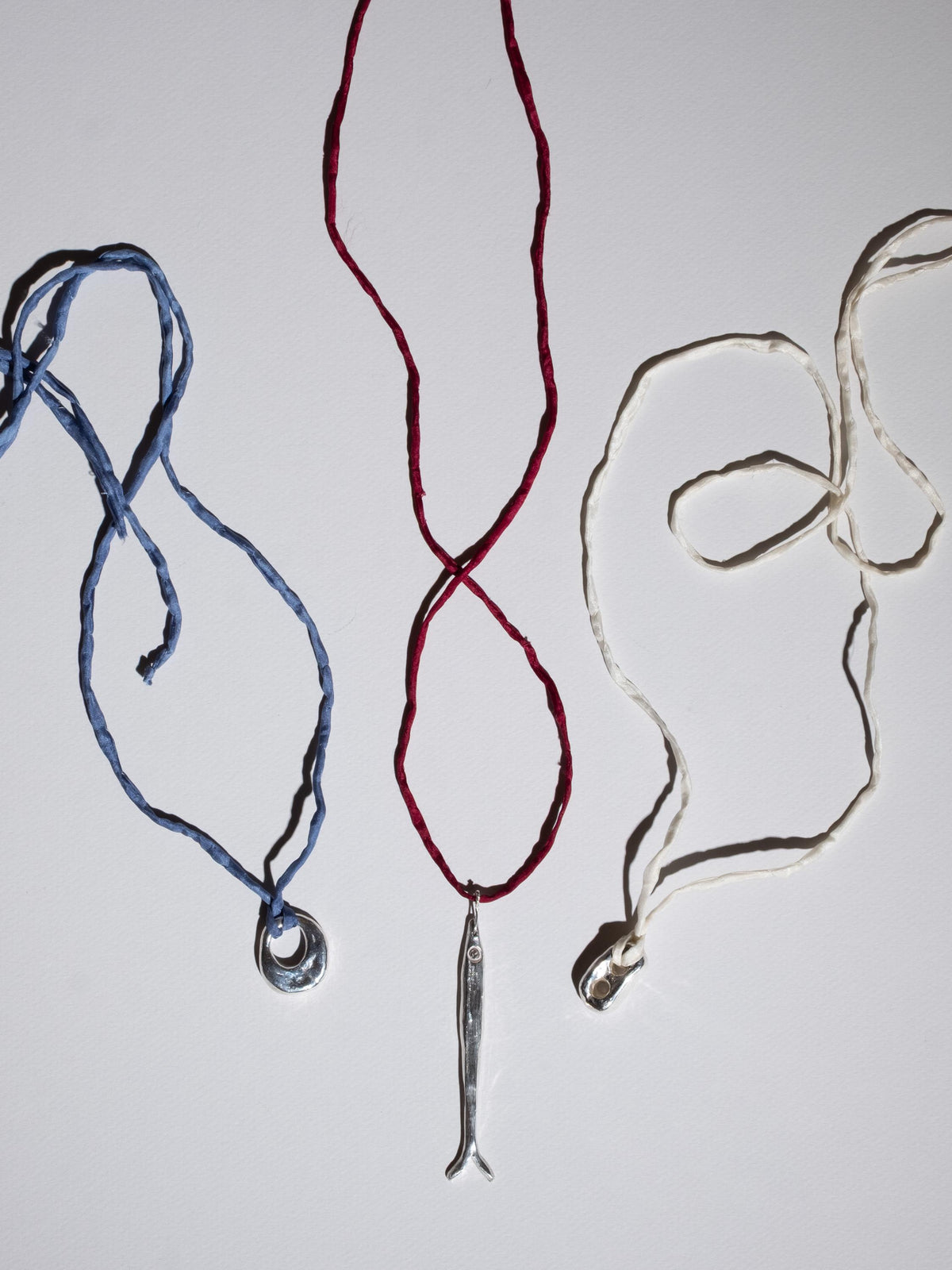 Sardine Pendant Silk Cord Necklace