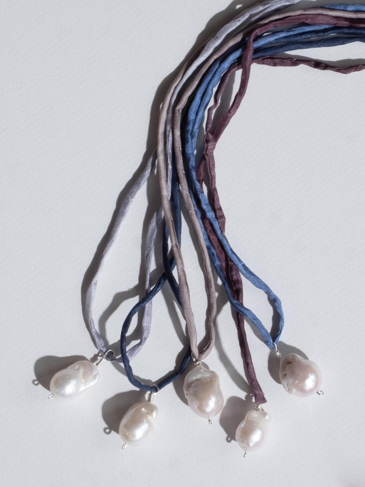 Japanese Baroque Pearl Silk Cord Necklace