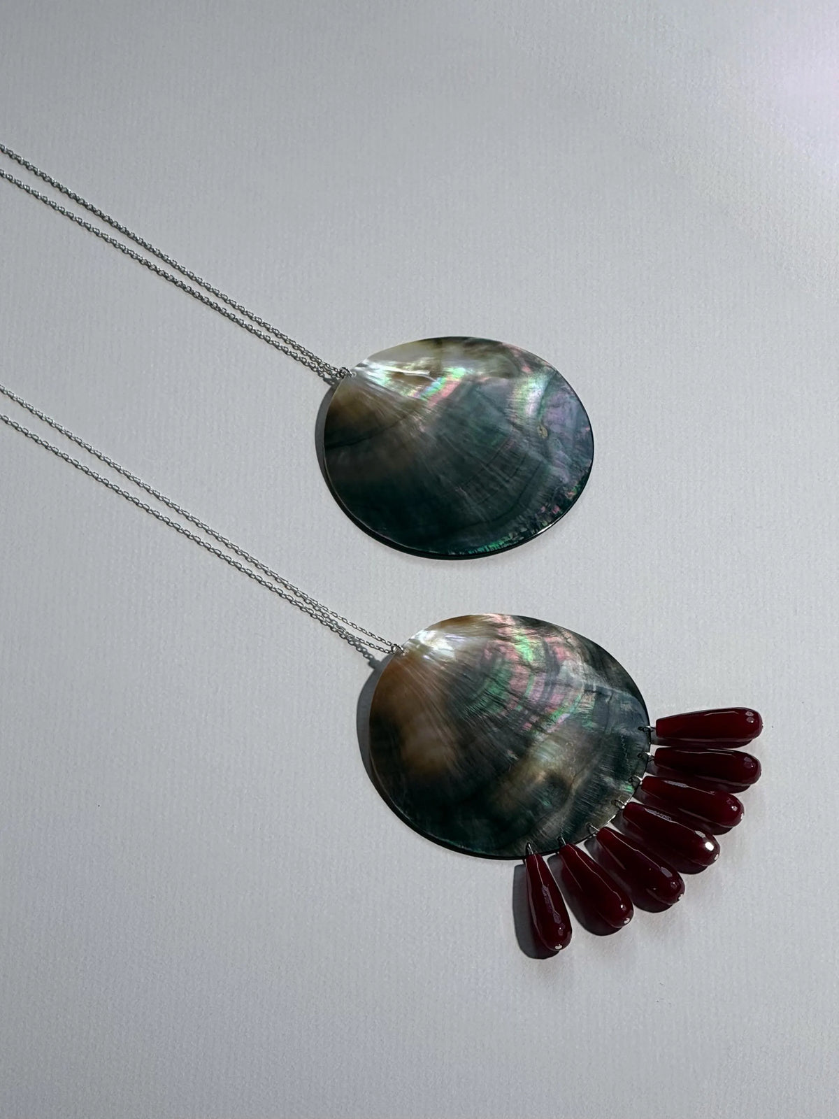 Black Tahitian Mother of Pearl Jade Tassel Necklace