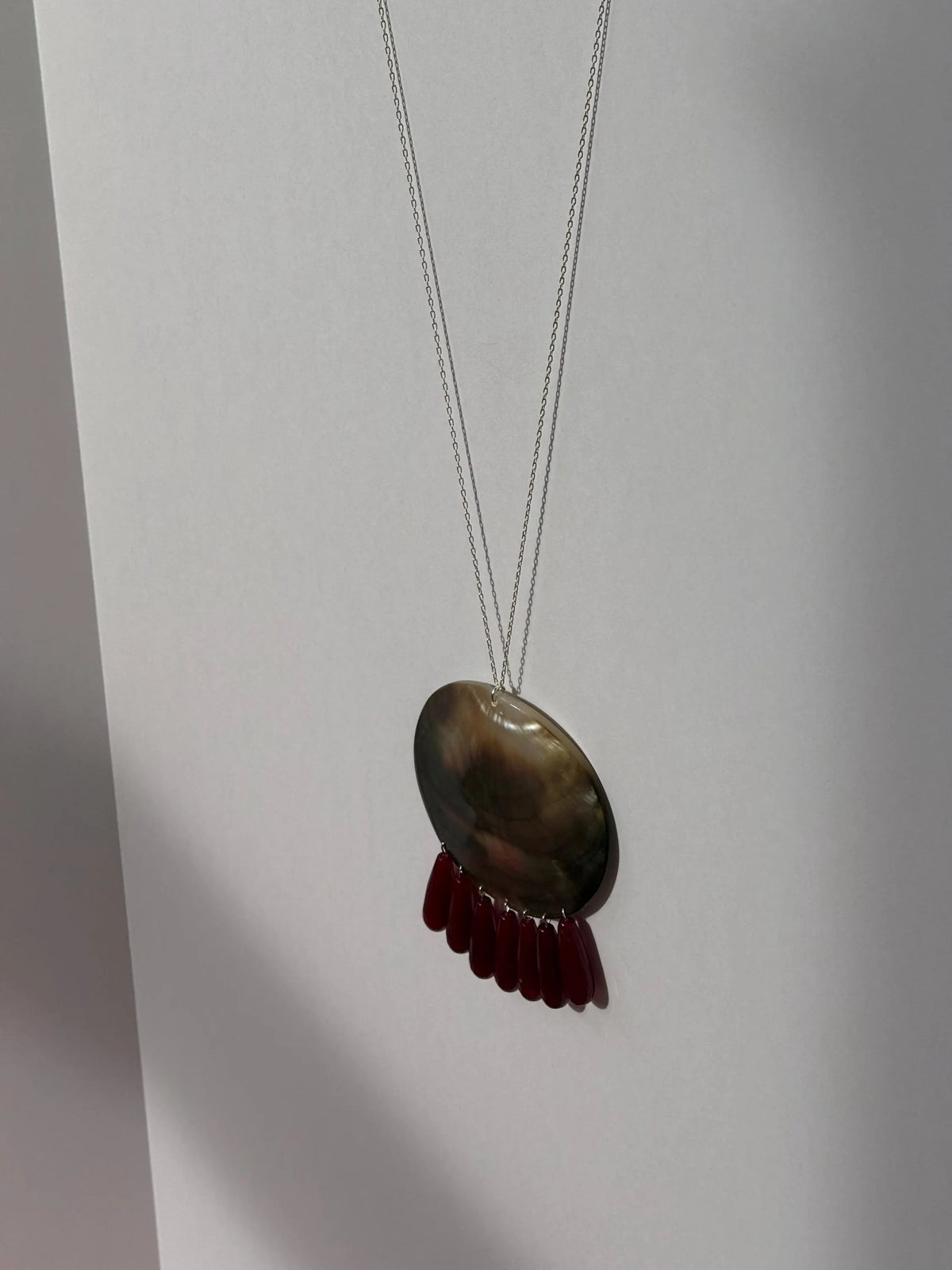 Black Tahitian Mother of Pearl Jade Tassel Necklace